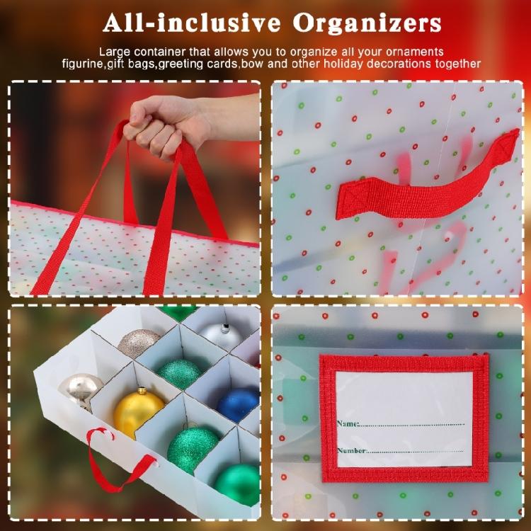 Space Saving Christmas Decoration Container 128 Compartment Organizers PP Materials Zippered Closure