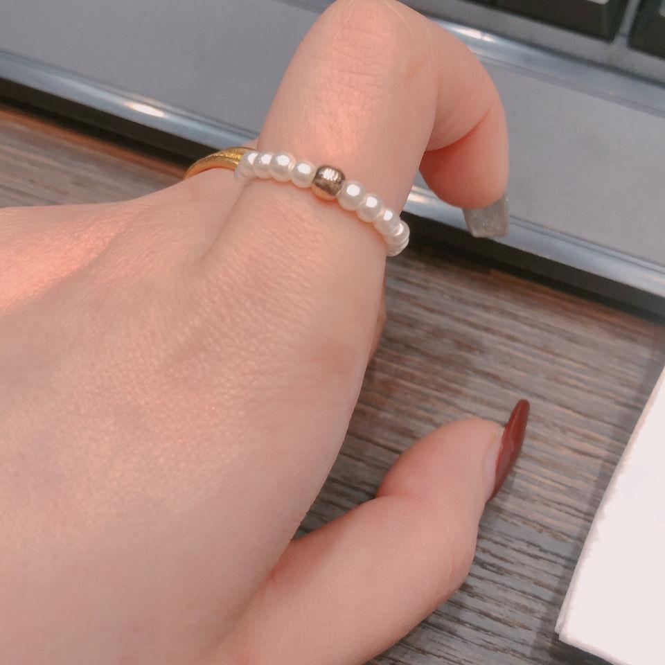 Pearl ring Korean version of simple and versatile student tail ring stacked with personalized index finger ring exquisite jewelry 