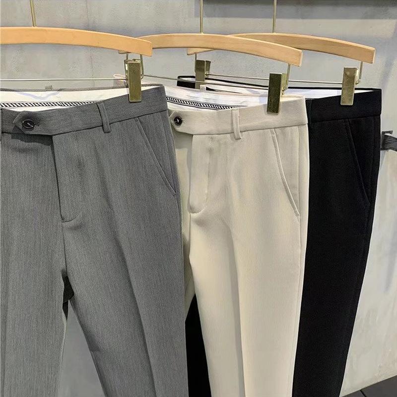 Summer new drape non-ironing small trousers men's slim-fitting retro trousers light business simple casual trousers