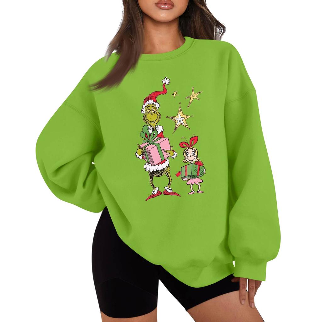 Women's Casual Fashion Long Sleeve Christmas Printed Round Neck Sweatshirt Top