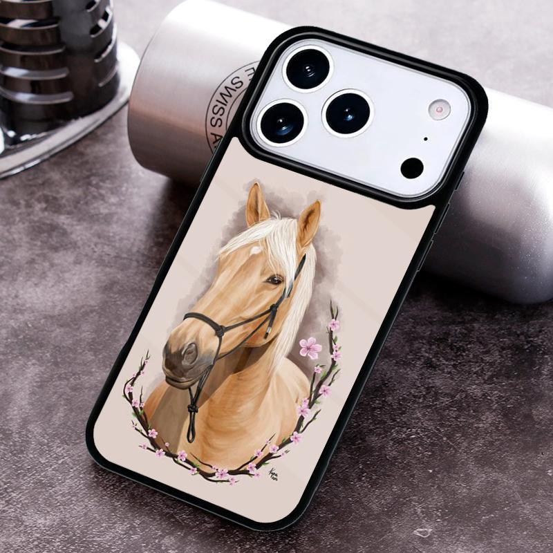 Horse Watercolor Flowers Phone Case for iPhone 17 16 15 Pro Max Air 14 13 12 11 Plus Shockproof Cover