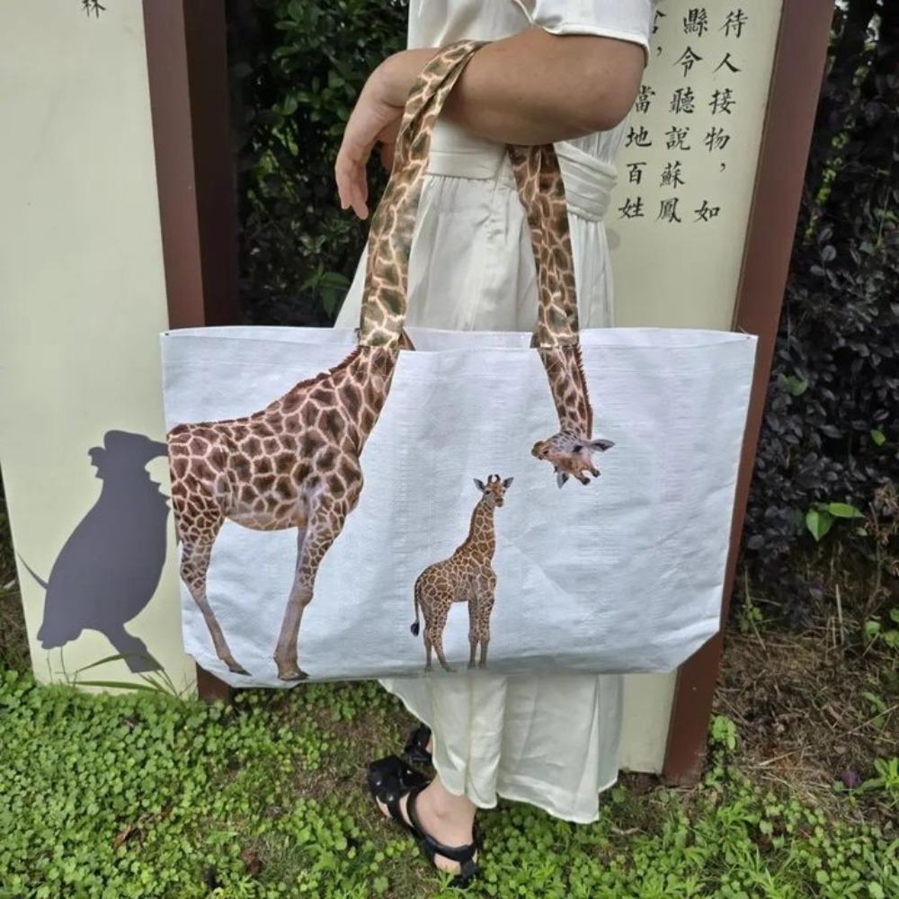 Creative Eco Bag Shoulder Pouch Woven Bag Waterproof Giraffe Shopping Bag  Travel