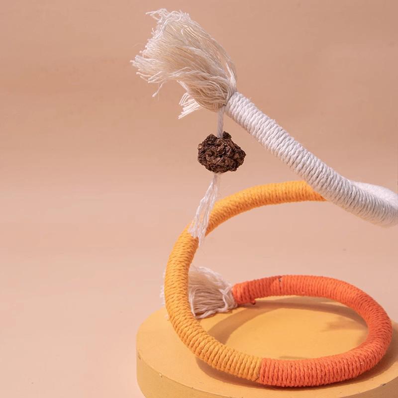 Cat String Toy Interactive Cat Scratcher Cotton Rope Toy Bite-Resistant Chewing Teething Cat Toy Pet Teaser Wand String Rope