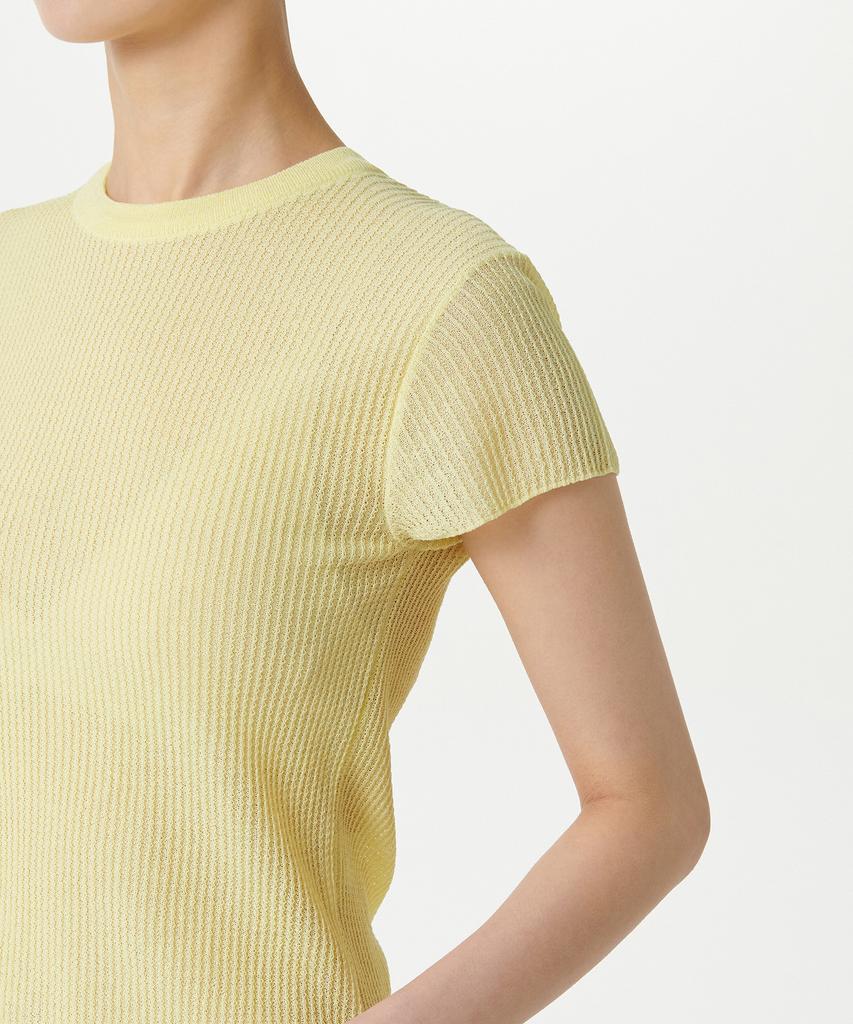 MUSINSA STANDARD WOMAN Women'S Sheer Textured Crew Neck Short Sleeve Knit [Lemon]
