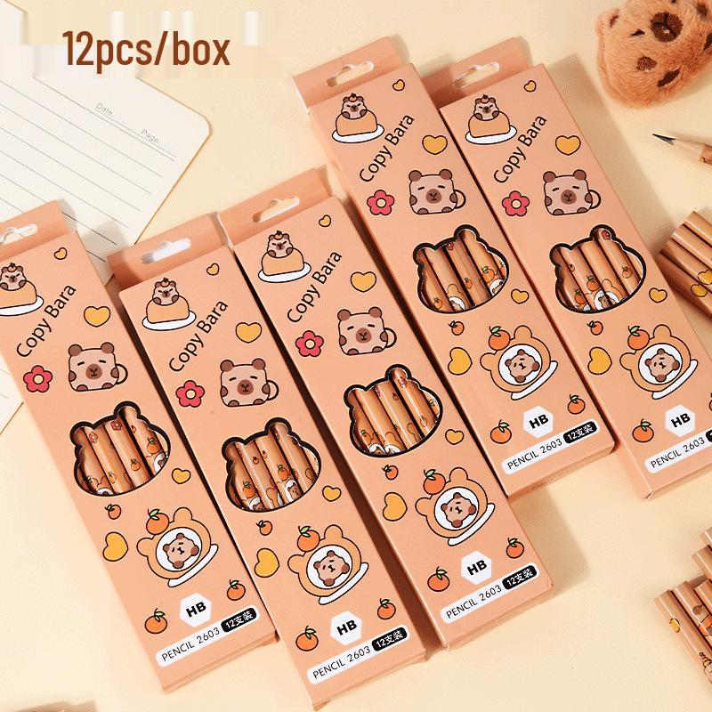 

Набор мультяшных карандашей HB «Капибара» - Коробка из 12 штук для учеников начальной школы HB