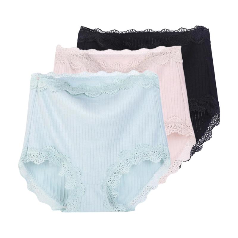 3 sztuki damskie majtki koronkowe z wysokim stanem wygodne plus size trójkątne spodnie bielizna majtki