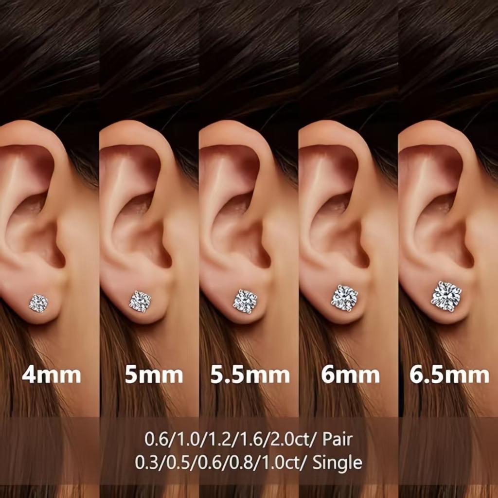 Ty 2.0Ct Moissanite Earrings for Women Lab Grown Diamond Ear Studs Silver Fine Jewelry Gift S925 Silver Earrings