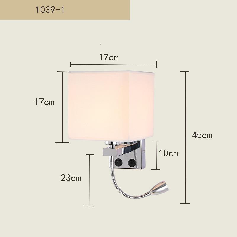 LED Wall Lamp with USB Port Charging Spotlight Fabric Wall Sconce Lighting for Hotel Bedroom Bedside Reading Decor E27