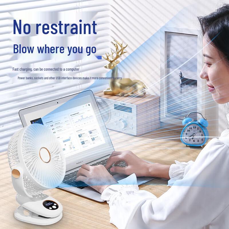 8-Inch Oscillating USB Desktop Clip Fan with Air Circulation