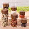 6PCS Transparent Wooden Lid Mini Glass Bottles 10/20/30 ML Mini Tea Bottle  Seasoning