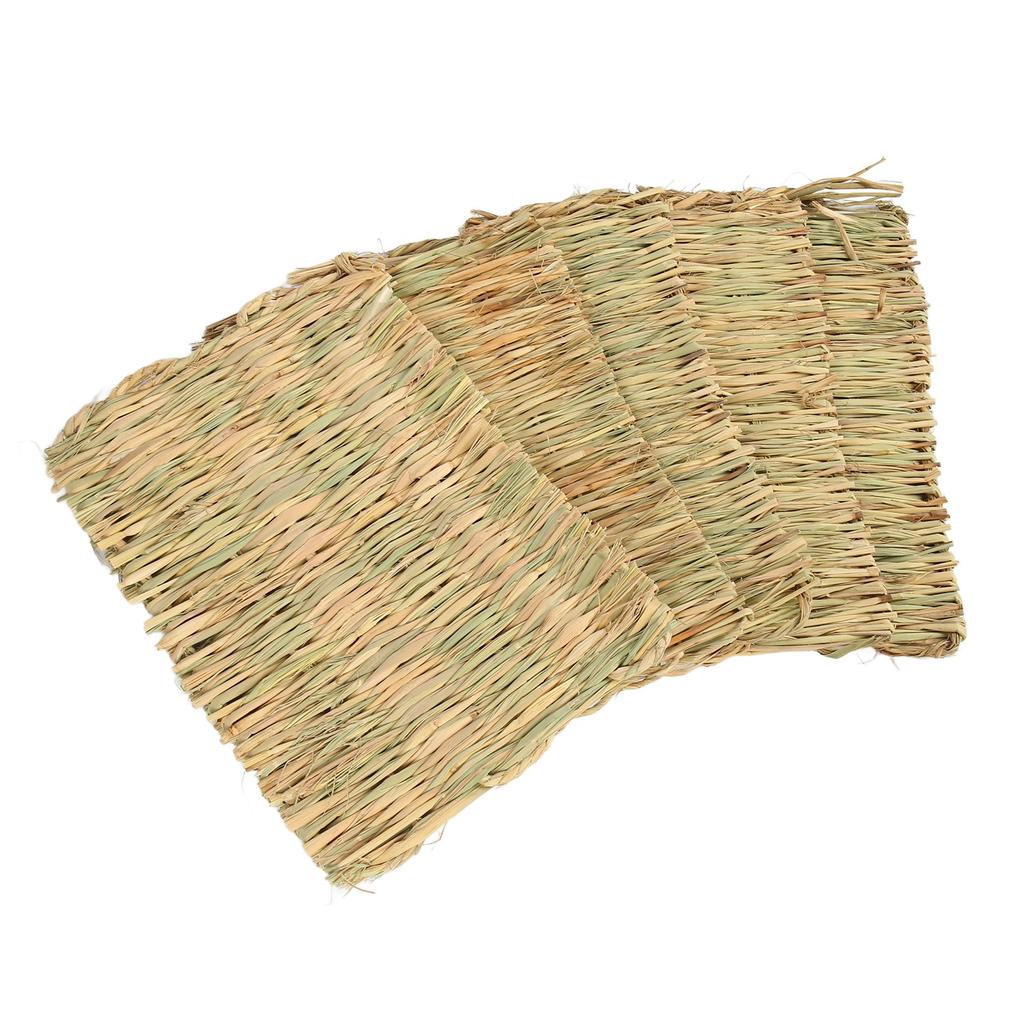 5PCS Rabbit Grass Mat 4 Season Universal Warm Grass Woven Bed Mat Bunny Bedding Nest for Guinea Pig Parrot Hamster Rat