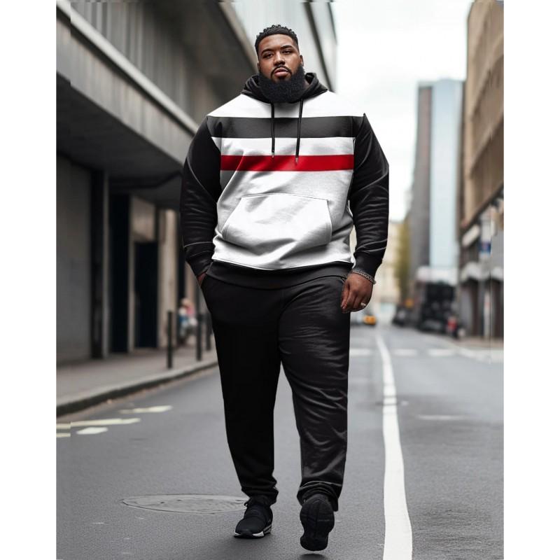 Mens 3D Digital Print Hooded Sweatshirt Jogger Pants Set Sporty Casual Outfit Travel
