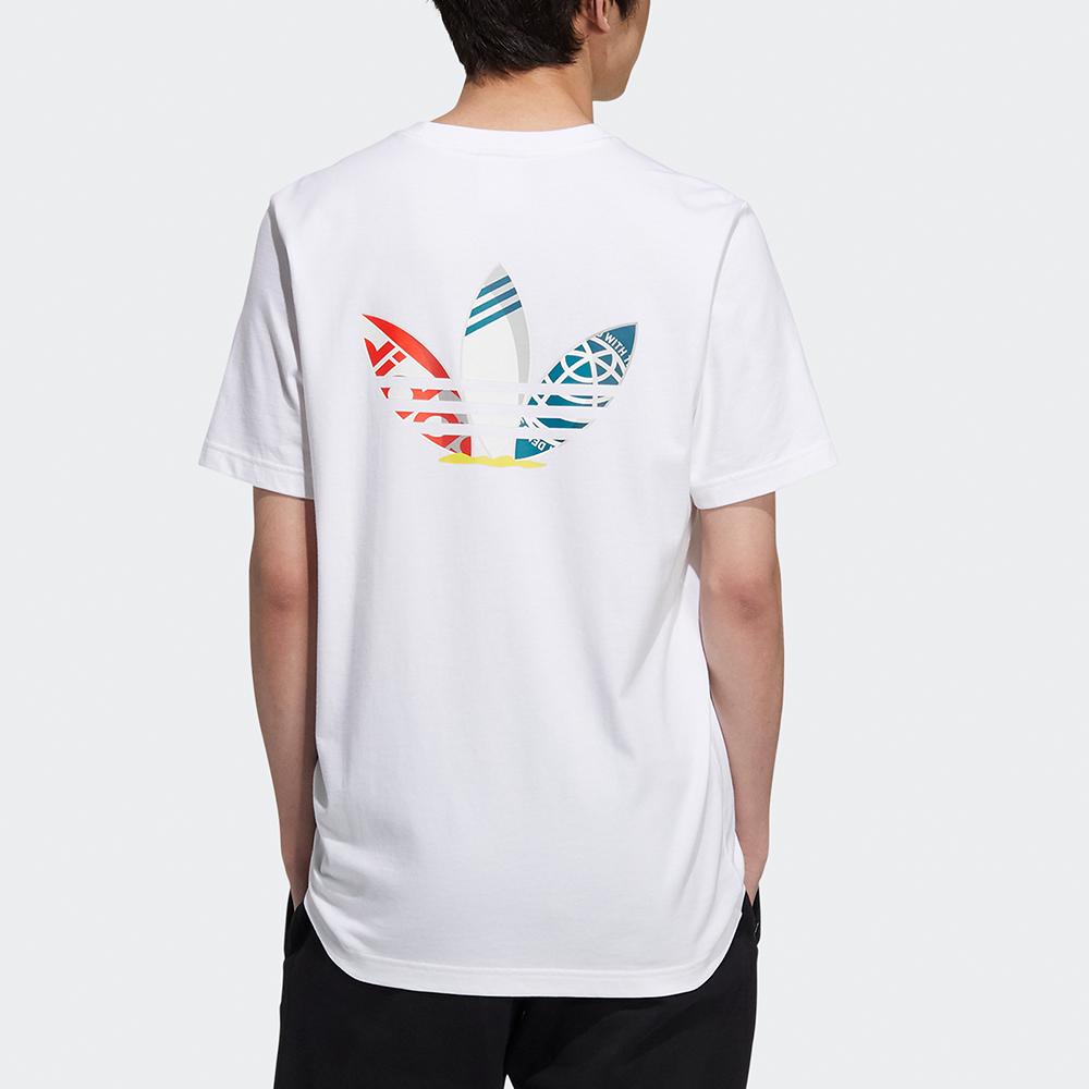 Adidas Originals Trefoil Logo Print Sports Crew Neck Short Sleeve T-Shirt Men Tops White H46694
