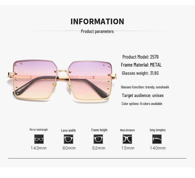 Gradient Cut-Edge Large Frame Women's Fashion Sunglasses - Slimming & Stylish Street Style