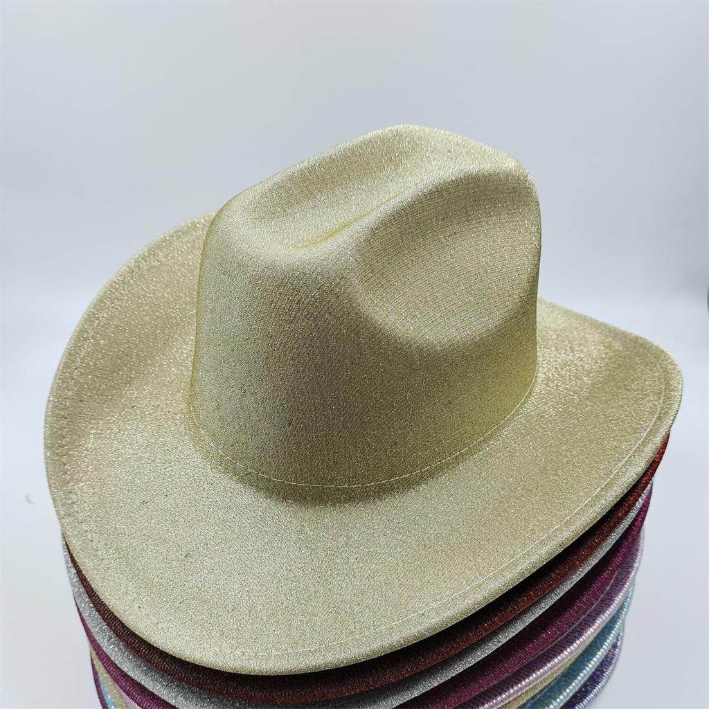 Silberfarbener Glitzer Cowboyhut Western cowboy Männer und Frauen Retro Party Bühnenparty Cowboyhut Outdoor Ritterhut Großhandel