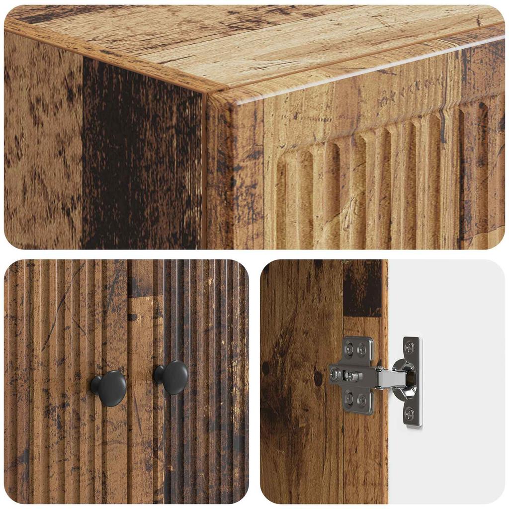2 Piece Cabinet Set Reclaimed Wood Look 66 x 34.5 x 90 cm Particleboard