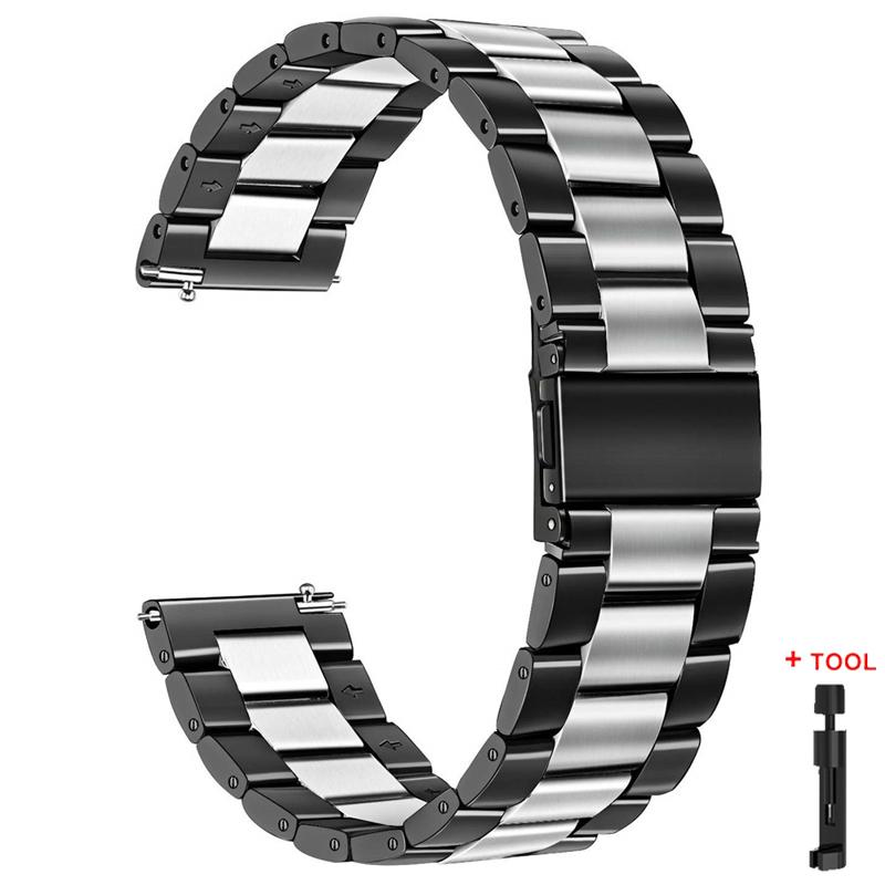 22mm 20mm Strap for Samsung Galaxy 7 6 5 4 40/44mm 6Classic Gear S3 Active2 Stainless Steel Bracelet for Huawei GT3 4Pro Amazfit