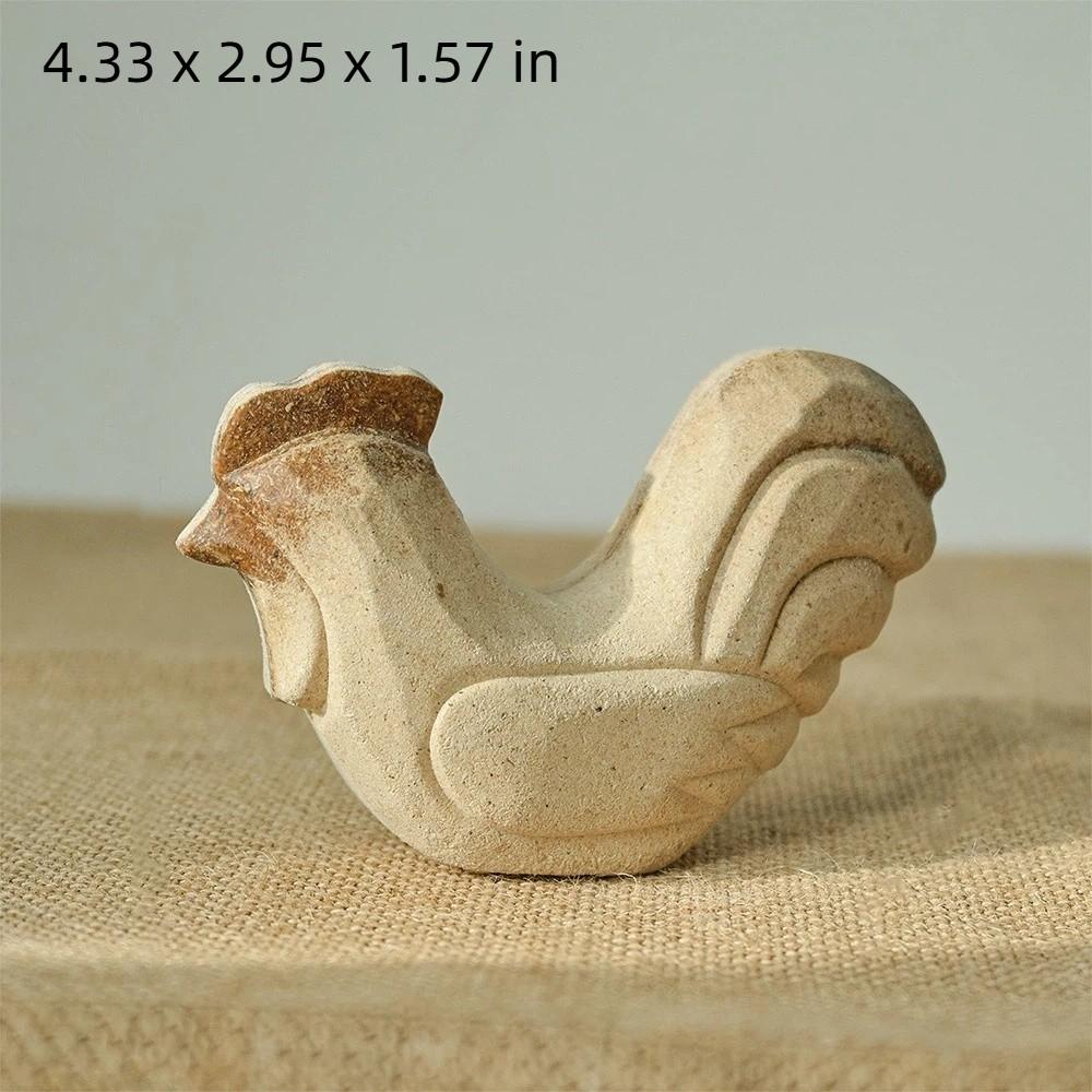 Hand-painted Wooden Bunny Statue Rooster Painting Rabbit Figure  Home Decoration