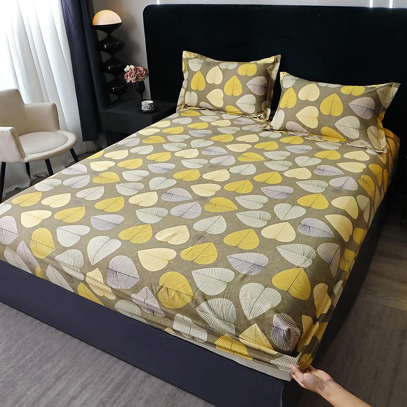 Queen Size Bedsheet 100% Cotton Fitted Sheet Brushed Bed Cover Soft Mattress Protector Sabanas Para Cama (Pillowcase Need Order)