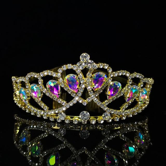New Colorful Crystal Crown Wedding Bridal Women 'S Hair Accessories For Girls Birthday Fashion Headdress Bride Tiara Clip
