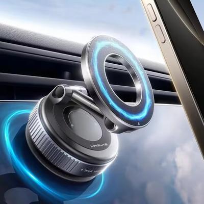 Magnetic Phone Holder Magsafe Compatible Vacuum Suction Cup 360° Rotation Car Truck Mount Universal Fit Portable Foldable
