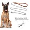 Metal Dog Leash Training Collar Rope   Strap with PU Handle (Brown)