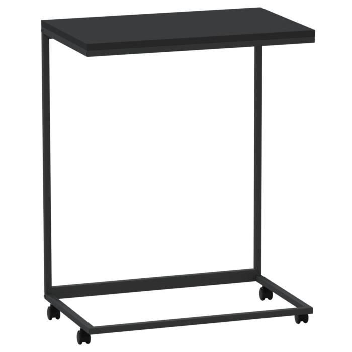 VidaXL Table d'appoint avec roues Noir 55x35x70 cm Bois d'ingénierie 343101