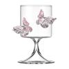 Handcrafted Pink Butterfly Design Glass Cup 250Ml Multipurpose Decorative Jar Drink Cup Great For Office And Home