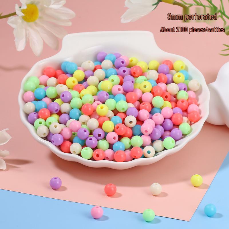 Solid Color Round Acrylic Beads for DIY Bracelets - Jewelry Accessories