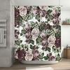 Purple Floral Shower Curtain Victorian Vintage Bathroom Decor Fabric Waterproof Bath Mat Pink Roses Design Shabby Chic Home Acce