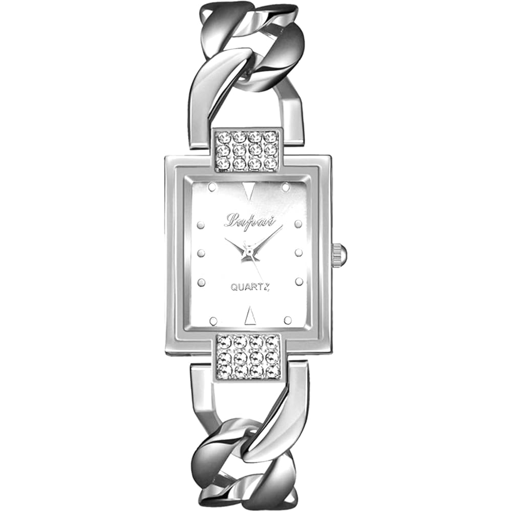 Women s Analog Waterproof Square Dial Bracelet Watch Gold Silver Casual Business Fashion Accessory