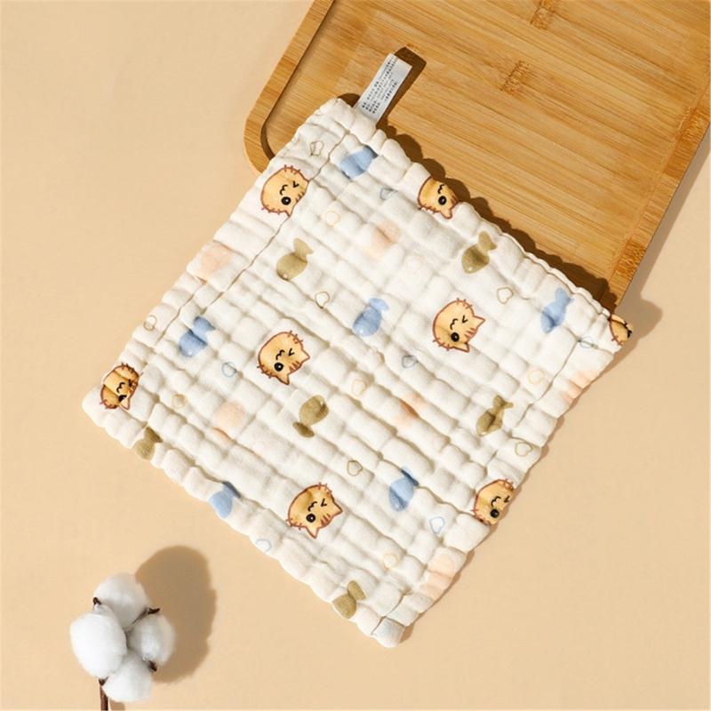 Gentle & Breathable Cotton Towel Handkerchief Wipes Baby Washcloth 6 Layers Baby Bibs Versatile Square Wipes for Bathing
