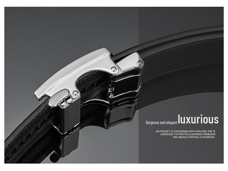 Men's Printed Graffiti Plaid Cowhide Belt with Automatic Buckle - XL Business Casual