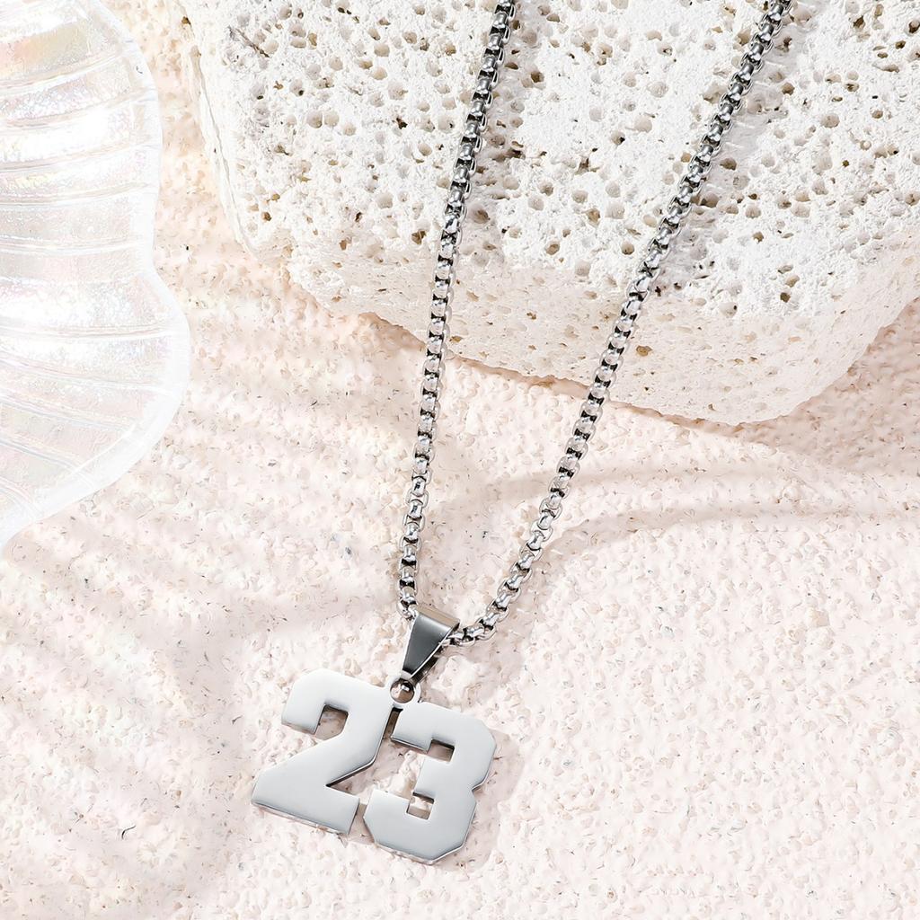 1PC Stainless Steel Athletes Soccer Lucky Number Necklace for Boys Girls Football Basketball Number Necklace for Men Women
