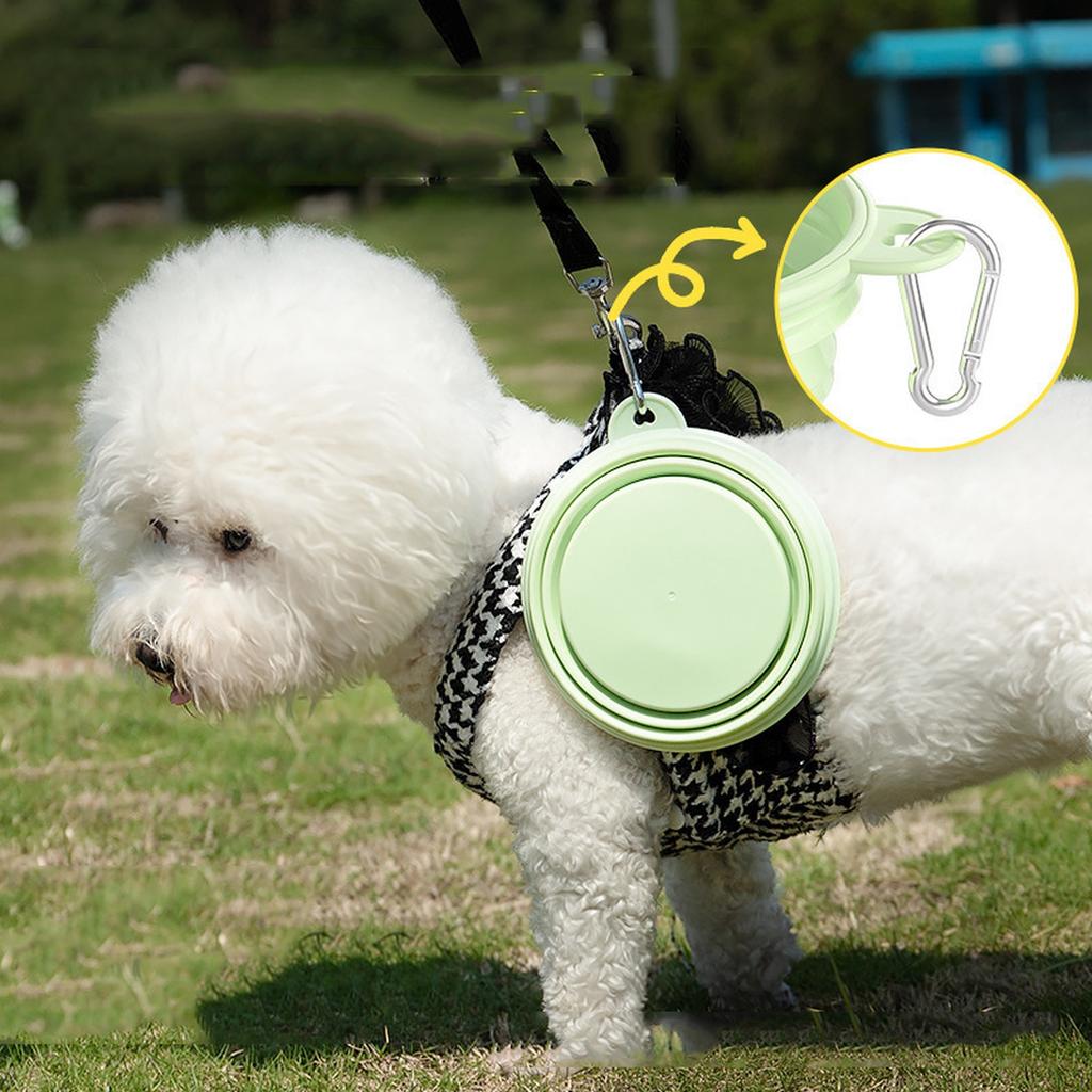 Dog Bowls for Travel,Portable Silicone Pet Food Water Bowl, Free Dishwasher Safe Foldable with 1 Carabiner Camping