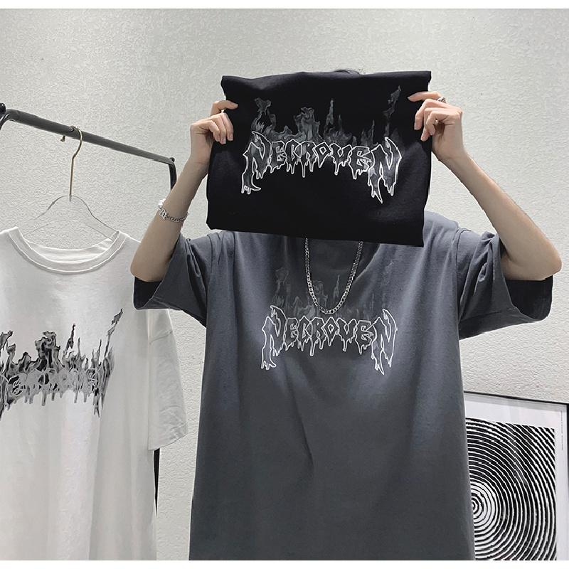 Pánská trička s krátkým rukávem dopis s grafickým potiskem trička s polovičním rukávem svetrové tričko ležérní tričko muž korejský ležérní retro topy s kulatým výstřihem