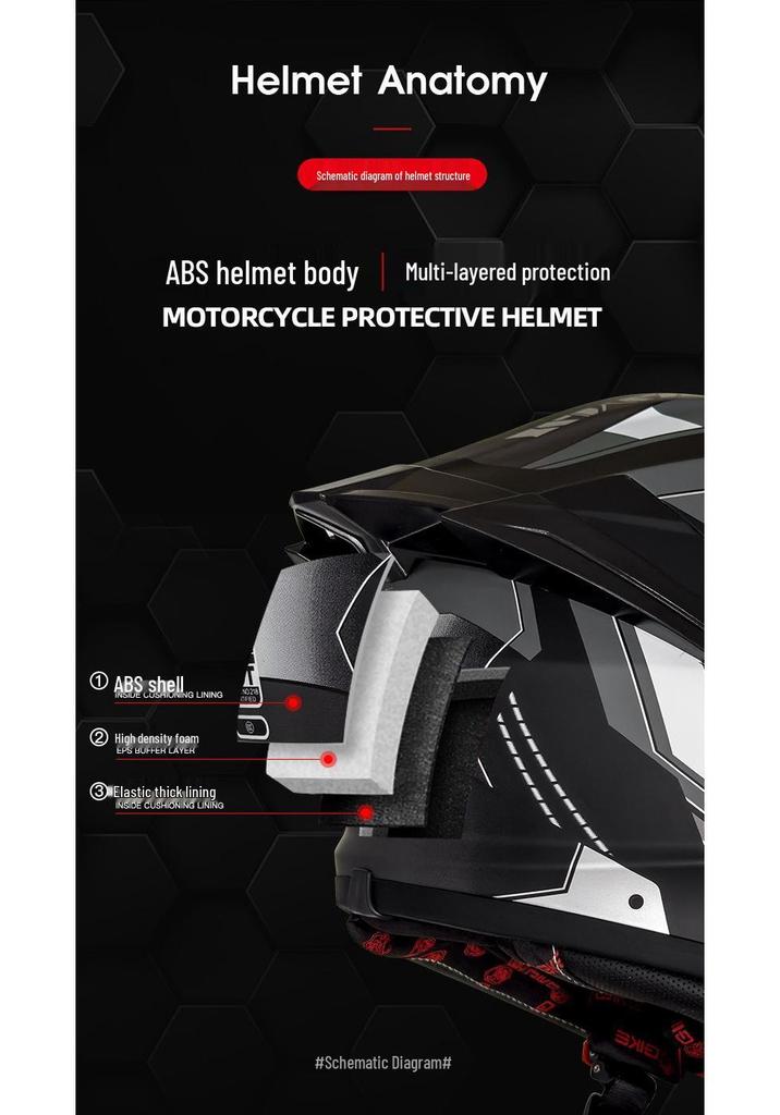 Cross-Border Motorcycle Helmet with Spoiler, Double Visors, Ghost Face Design, Unisex, Full Face, 3C/DOT Certified, All Seasons