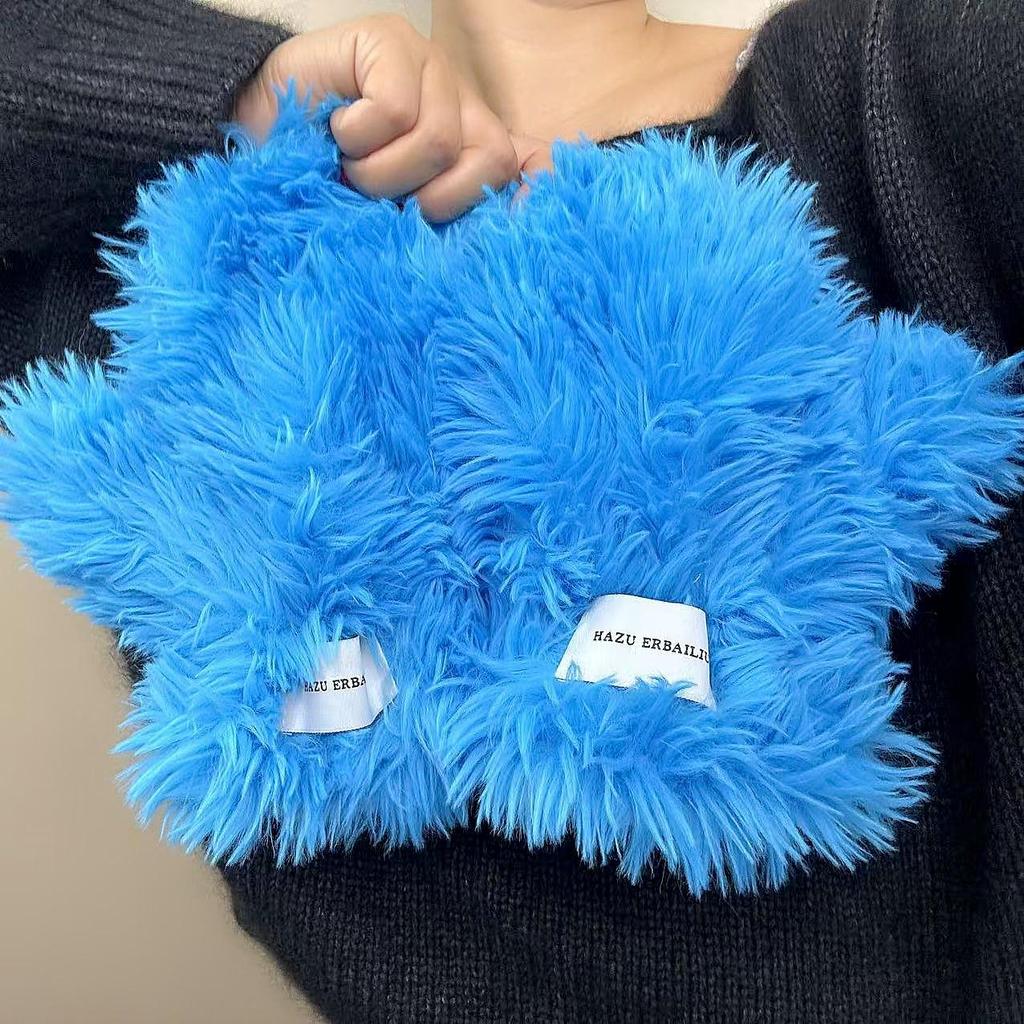 Women's Cold-Proof Plush Gloves - Winter Korean Style Fluffy Cycling Mittens