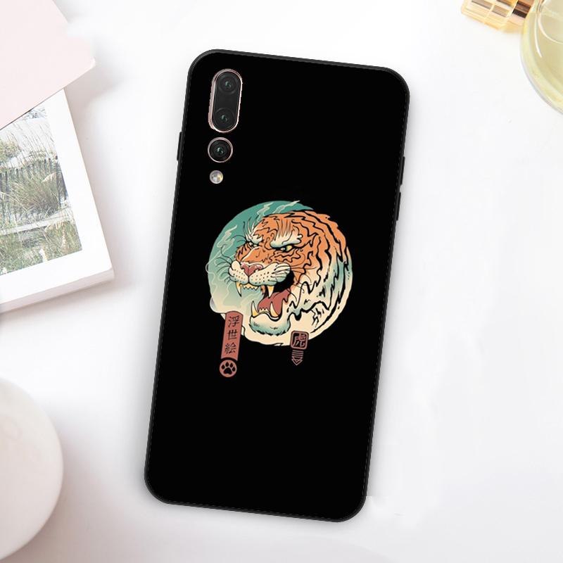 Japanese Ukiyo-e Art Panther Tiger For Huawei Nova Y73 Y72 Y90 Y70 Y60 Y91 Y61 12s 12i 11i 8i 9 10 SE P60 P30 Pro P40 Lite Case