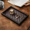 Wooden Tray Light Luxury Living Room Desktop Jewelry Storage Tray Leather Material Retro Desktop Display Plate