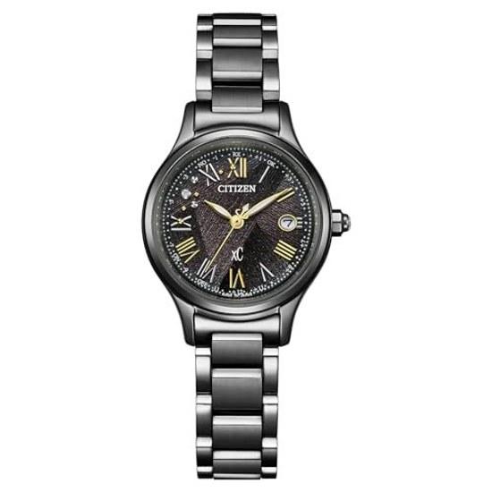 CITIZEN Wristwatch xC ES9495-59E Radio-controlled Waterproof Titanium Lightweight Womens Business Black Gold Diamonds Limited Model