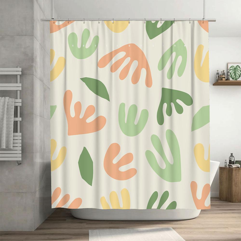 Vintage Bathroom Curtain Colorful Palm Leaf Print Shower Curtains for Kitchen and Laundry Room Decorations 72x84 inches Free Hoo