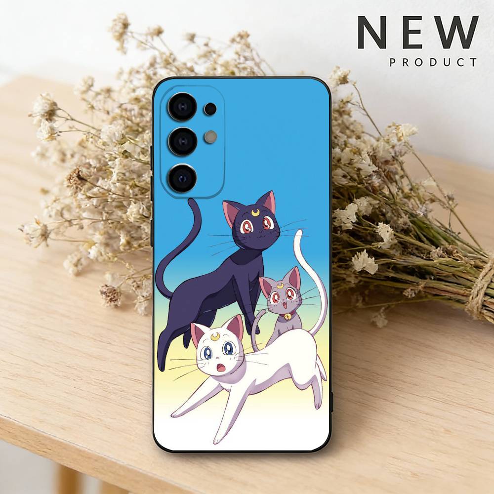 S-Sailor Anime Moon Phone Case For Samsung S26,25,24,23,22,30,21,10,9,Ultra,Plus,Lite Black Soft Case
