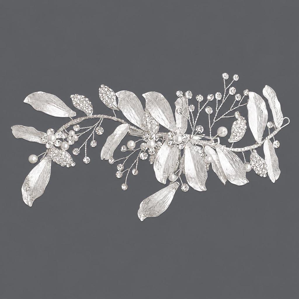 Handmade Flower Hair Clip with Alloy, Pearl and Drip Oil - Bridal Wedding Headwear Accessory