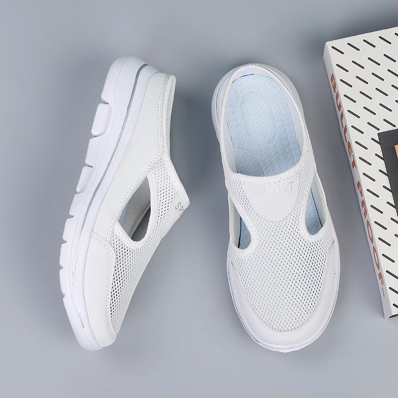 Summer Semi-drag Breathable Flat Men's Shoes Outdoor Casual Shoes Lightweight Fashion Couple Lazy One Pedal