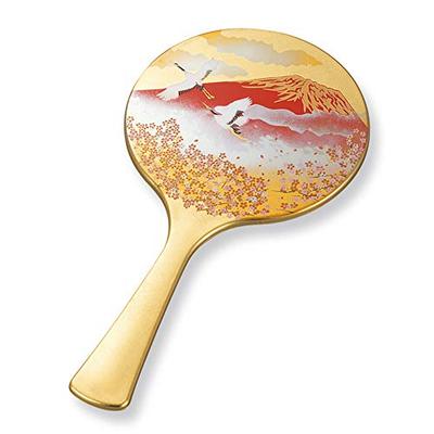 Mitani Yamanaka Lacquerware Mirror, Gold, 25.7cm, Yamanaka Lacquerware, Foil Craft, Miyabi Hand Mirror, Medium, Flying Mt. Fuji M16961-4