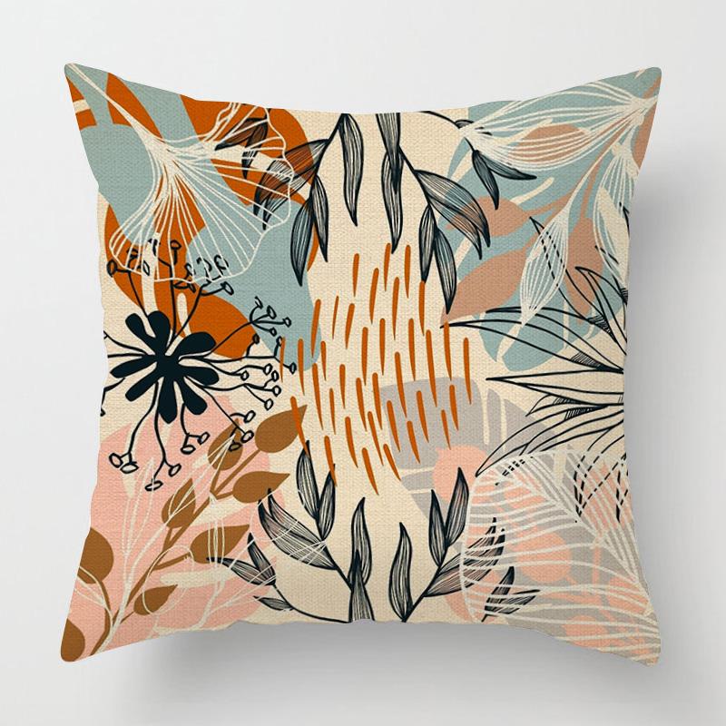 Home Decor Colorful Leaf & Swirl Digital Print Pillow Covers Pattern Cushion Cover Suitable for Sofa Bedroom Car Pillow Cover
