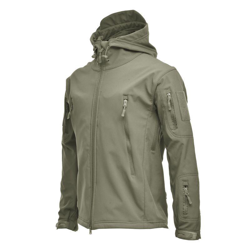 Men's Tactical Outdoor Camouflage Soft Shell Jacket - Windproof Waterproof Fleece Coat for Mountaineering