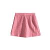 Di Su Xiao Xiang Feng Coarse Floral Hemp A-line Short Skirt with Cutting Label