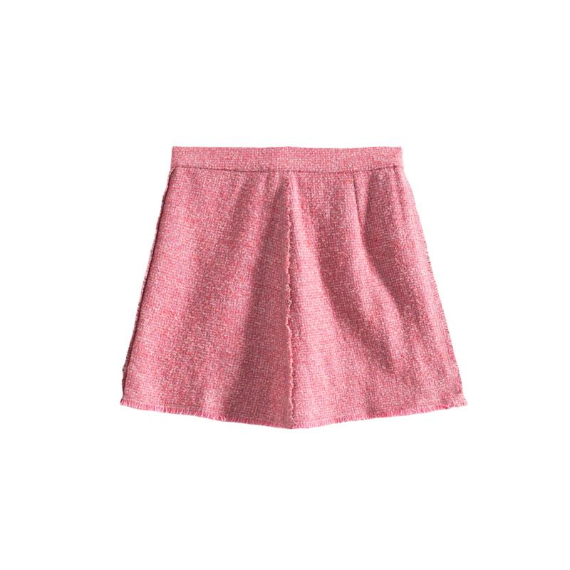 Di Su Xiao Xiang Feng Coarse Floral Hemp A-line Short Skirt with Cutting Label